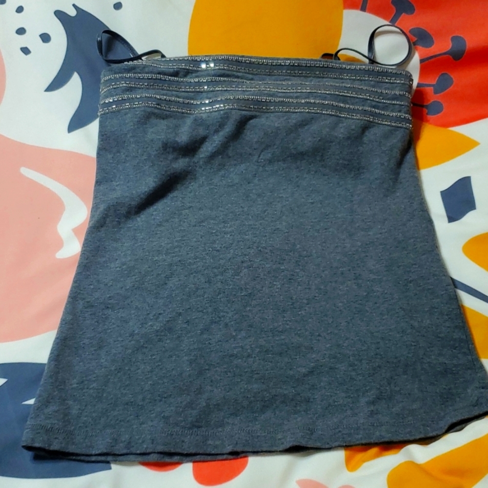 Express Gray Embellished Cami Tank Top XS - Picture 2 of 7
